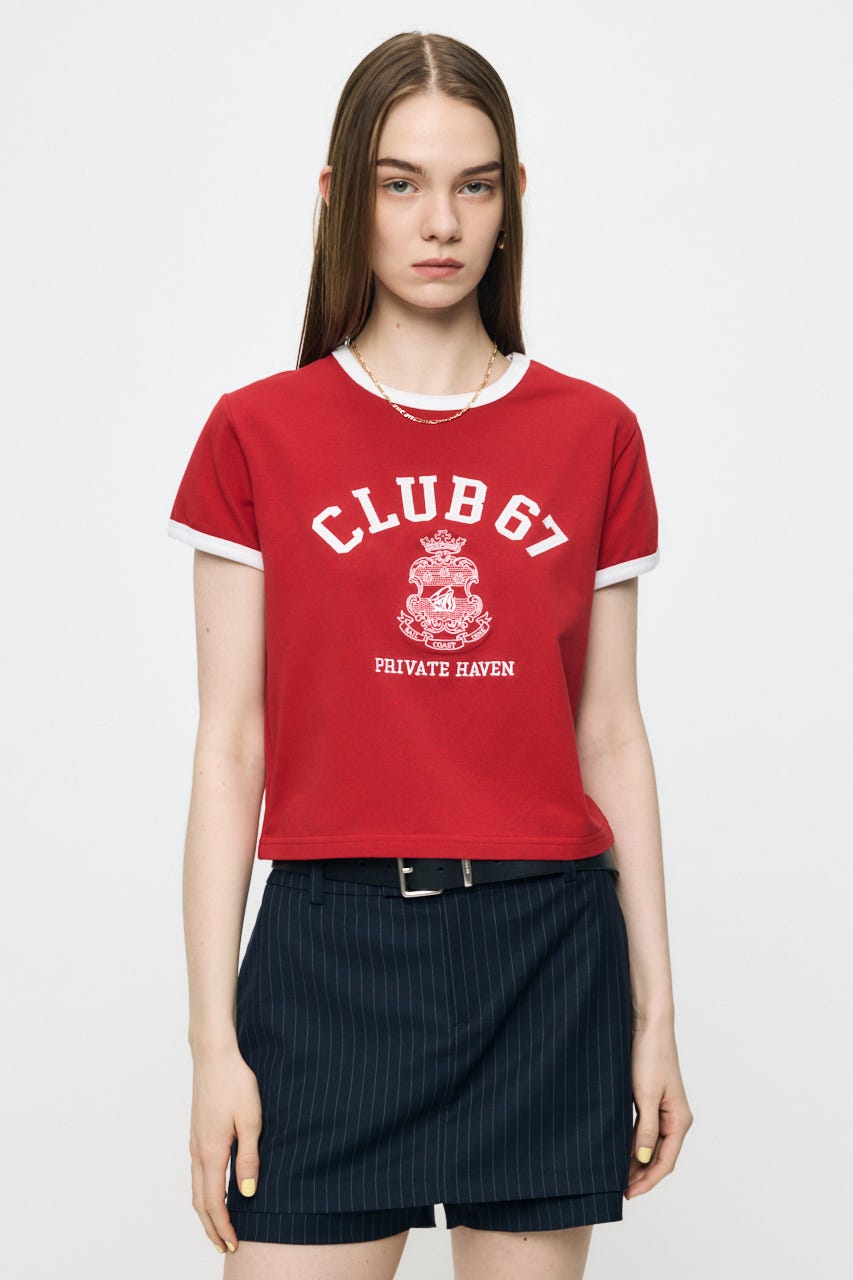CLUB 67 RINGER TEE RED FREE