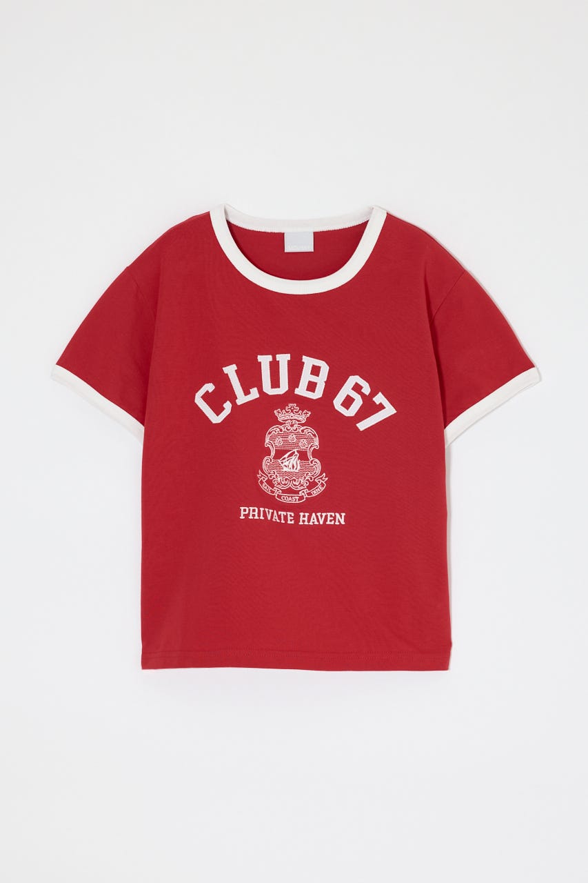 CLUB 67 RINGER TEE RED FREE