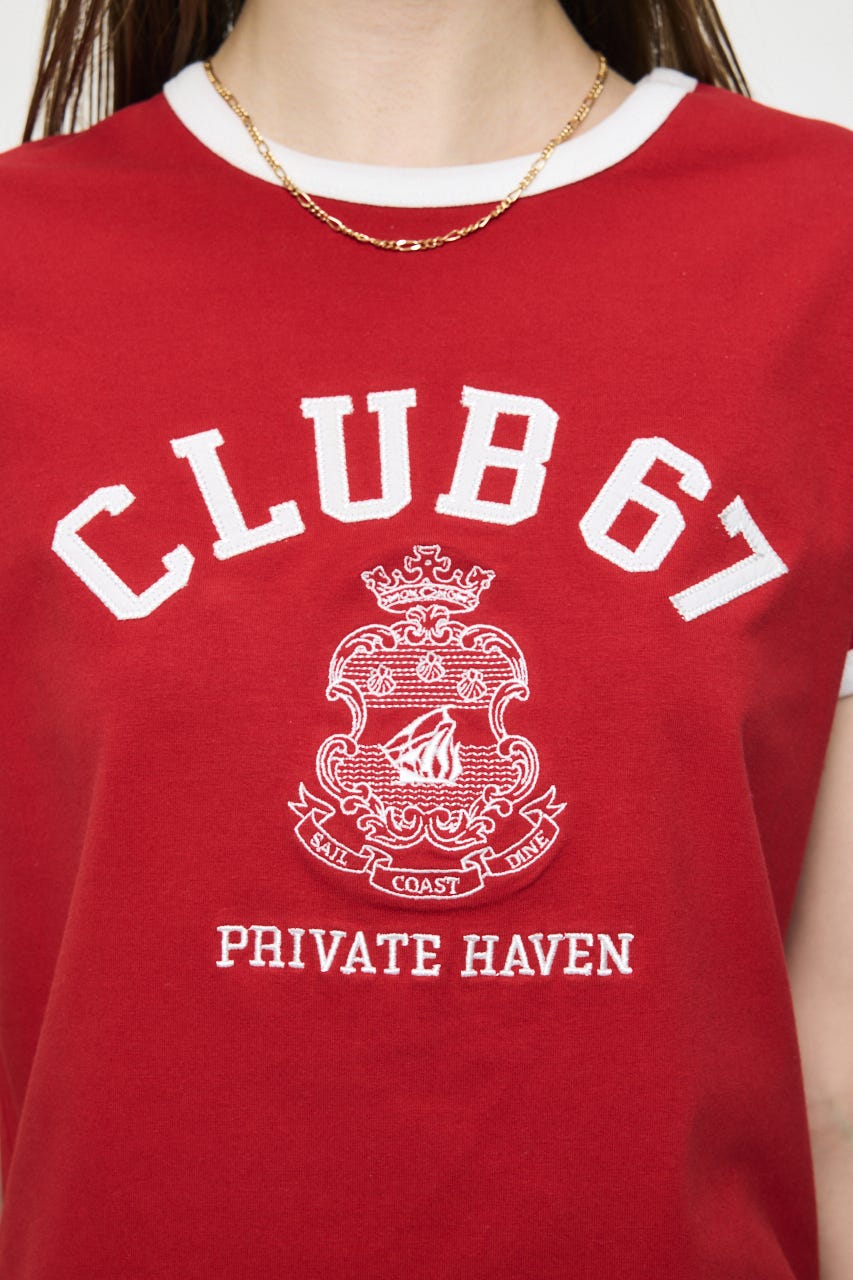 CLUB 67 RINGER TEE RED FREE