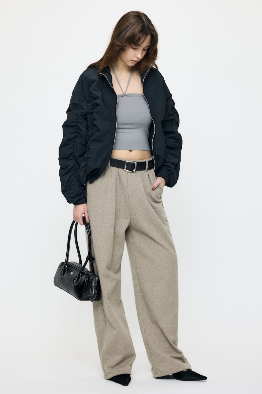 【SS先行アイテム】SHIRRING OVER NYLON ブルゾン BLK 2