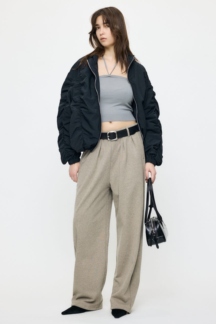 【SS先行アイテム】SHIRRING OVER NYLON ブルゾン BLK 2