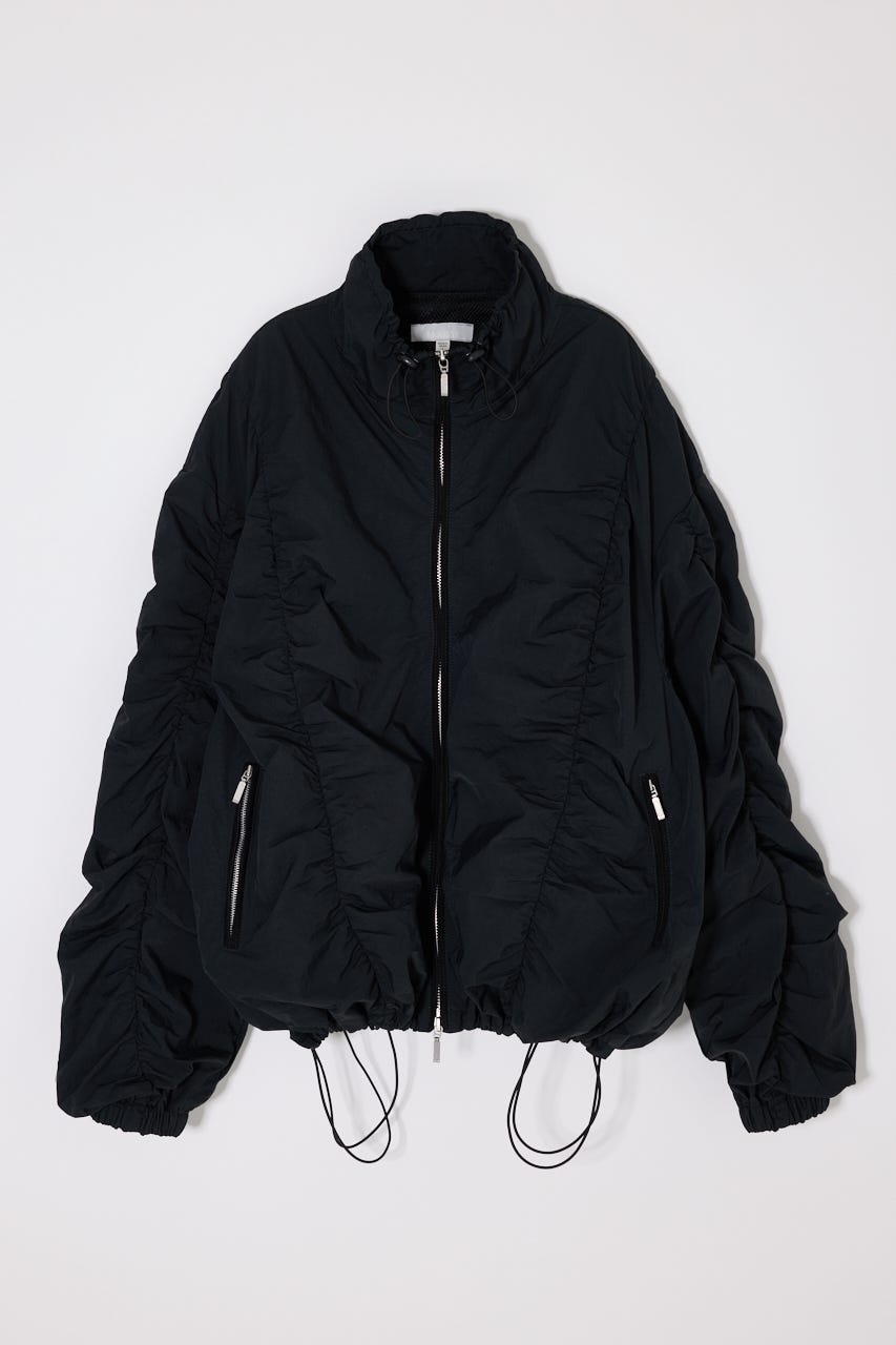 【SS先行アイテム】SHIRRING OVER NYLON ブルゾン BLK 2