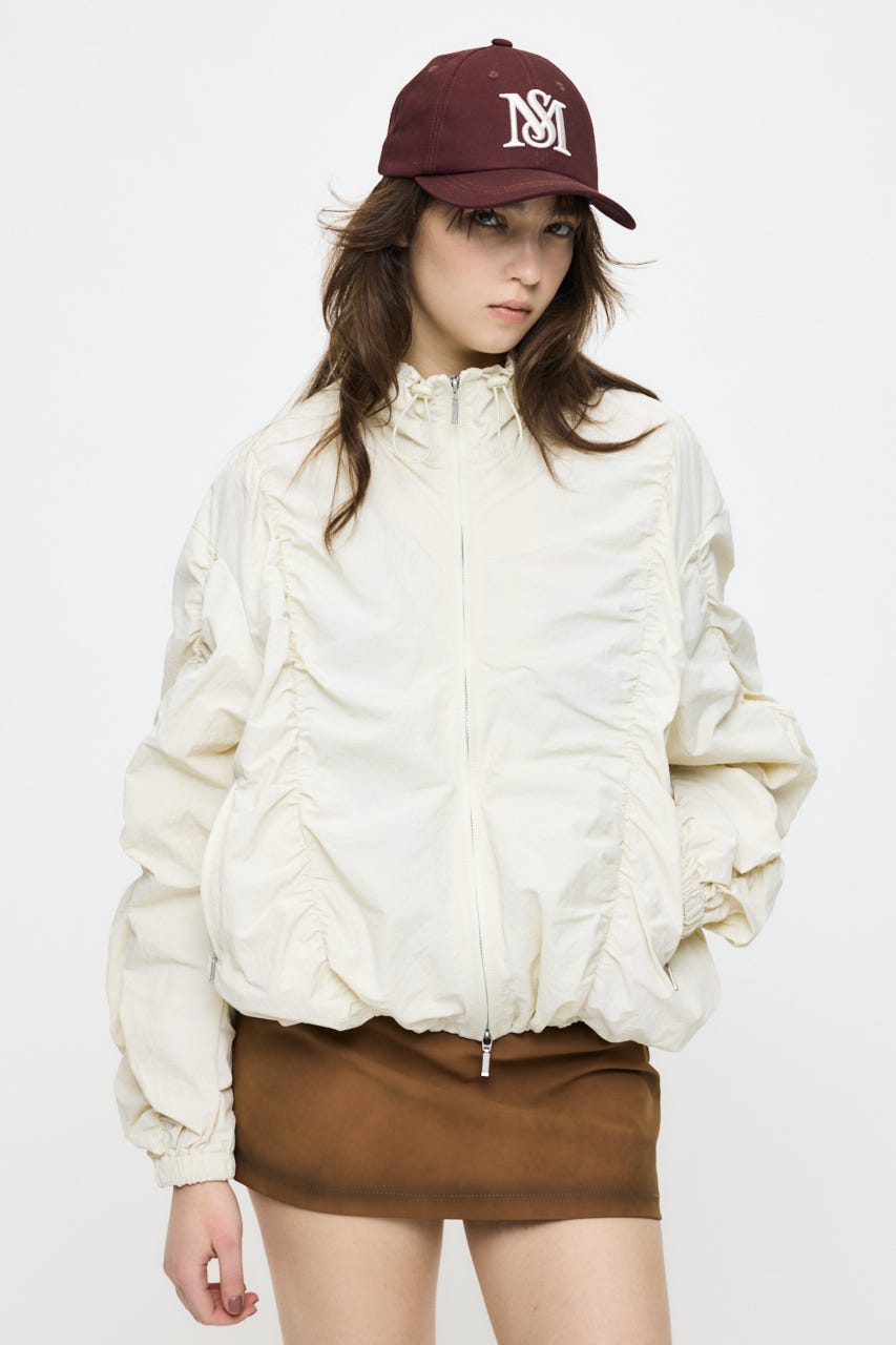 【SS先行アイテム】SHIRRING OVER NYLON ブルゾン ECRU 1
