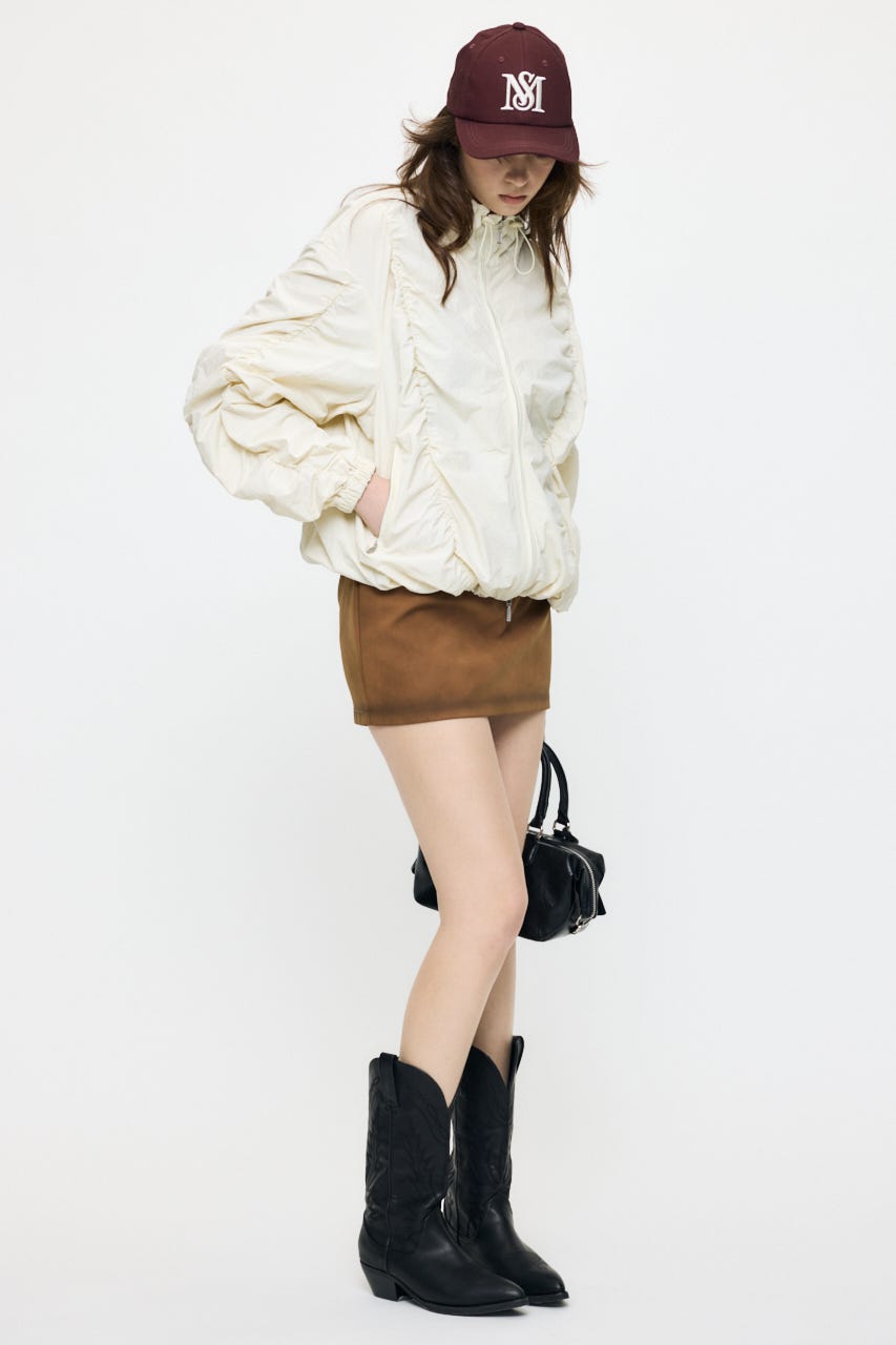 【SS先行アイテム】SHIRRING OVER NYLON ブルゾン ECRU 1