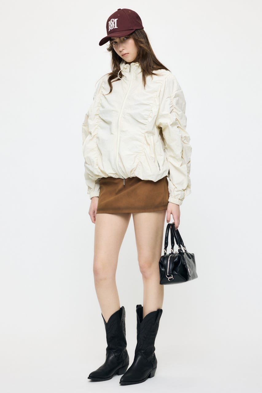 【SS先行アイテム】SHIRRING OVER NYLON ブルゾン ECRU 1