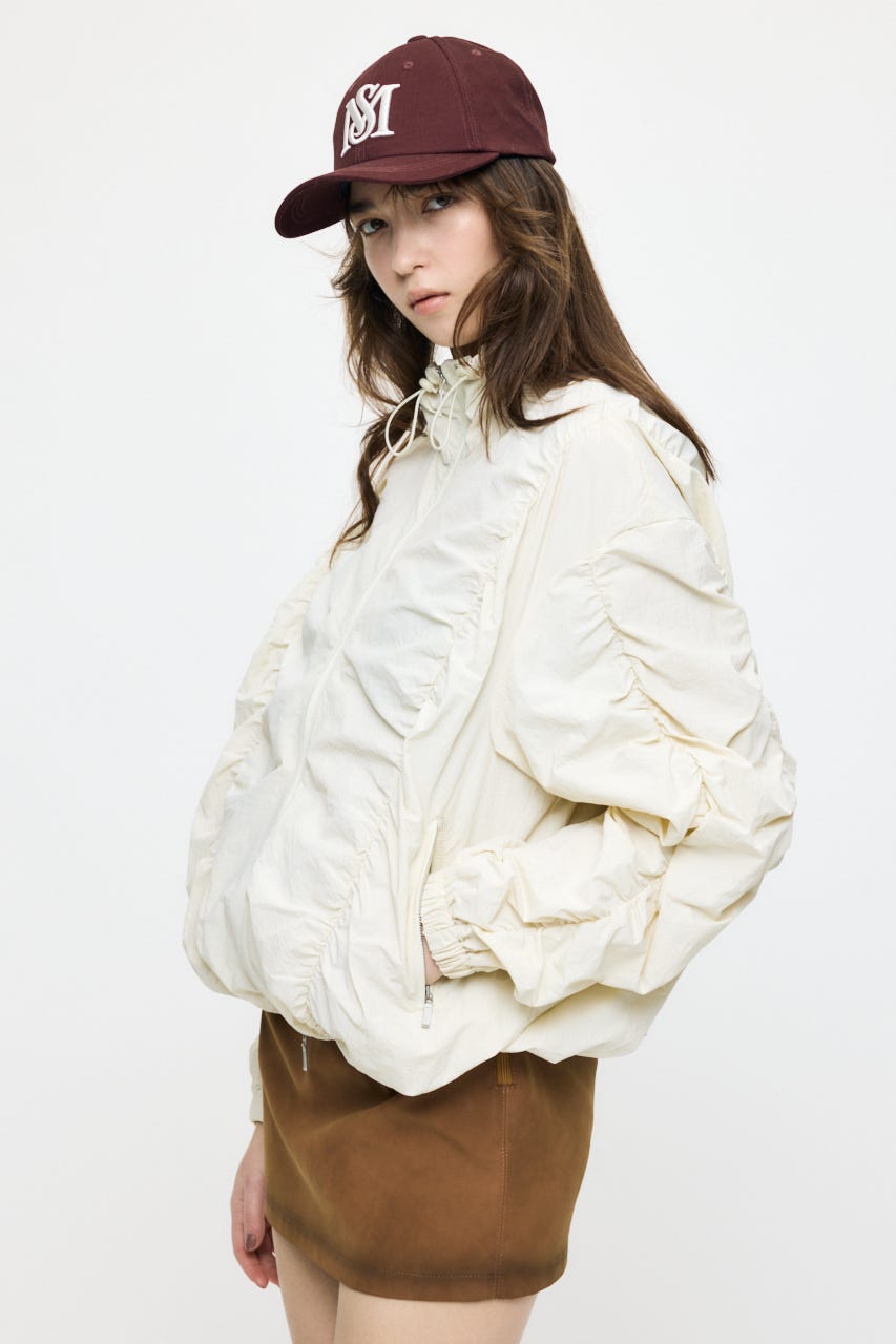【SS先行アイテム】SHIRRING OVER NYLON ブルゾン ECRU 1