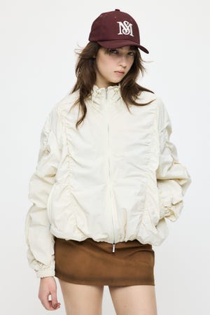 【SS先行アイテム】SHIRRING OVER NYLON ブルゾン