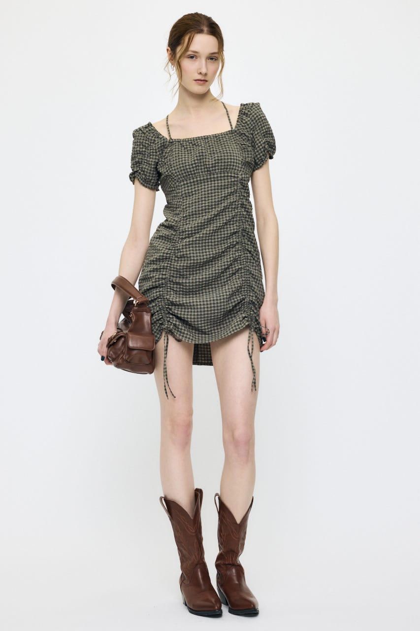 MULTIWAY GATHER MINI ドレス 柄KHA 2