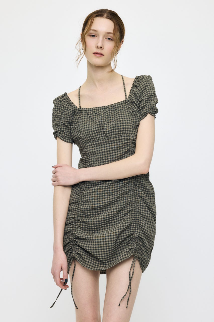 MULTIWAY GATHER MINI ドレス 柄KHA 2