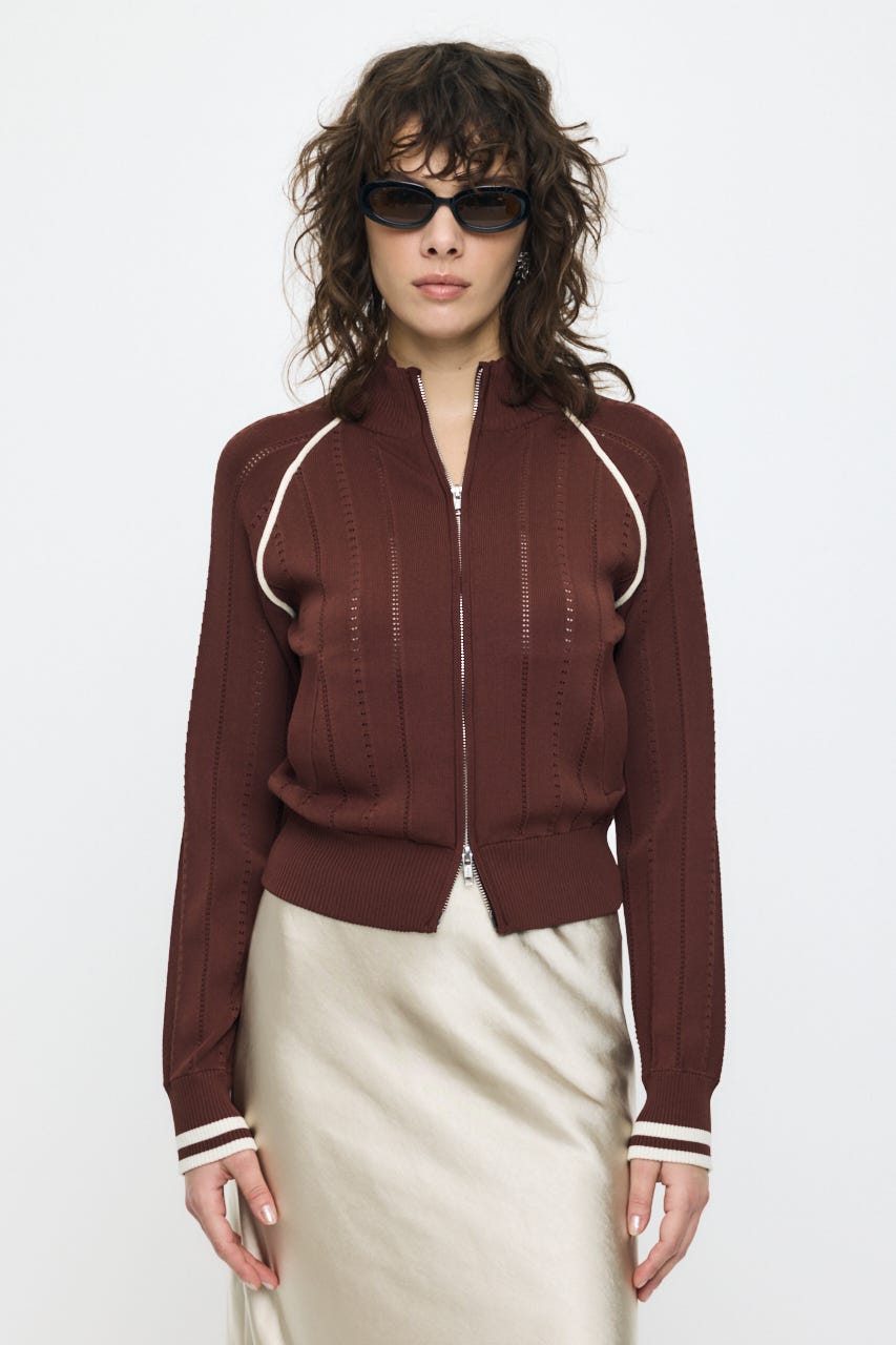 【SS先行アイテム】MIX PATTERN KNIT TRACK トップス BRN FREE