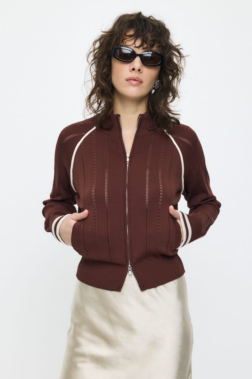 【SS先行アイテム】MIX PATTERN KNIT TRACK トップス BRN FREE