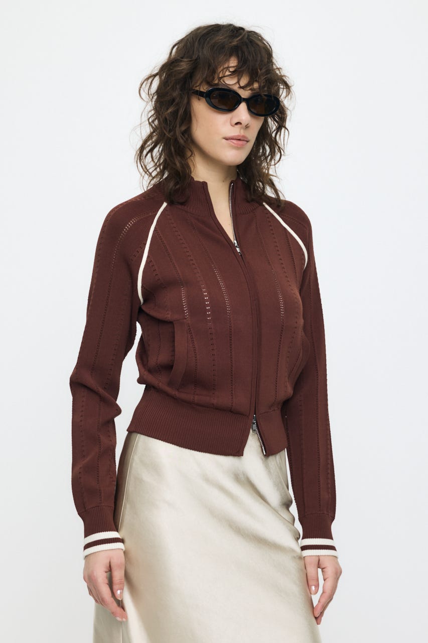 【SS先行アイテム】MIX PATTERN KNIT TRACK トップス BRN FREE