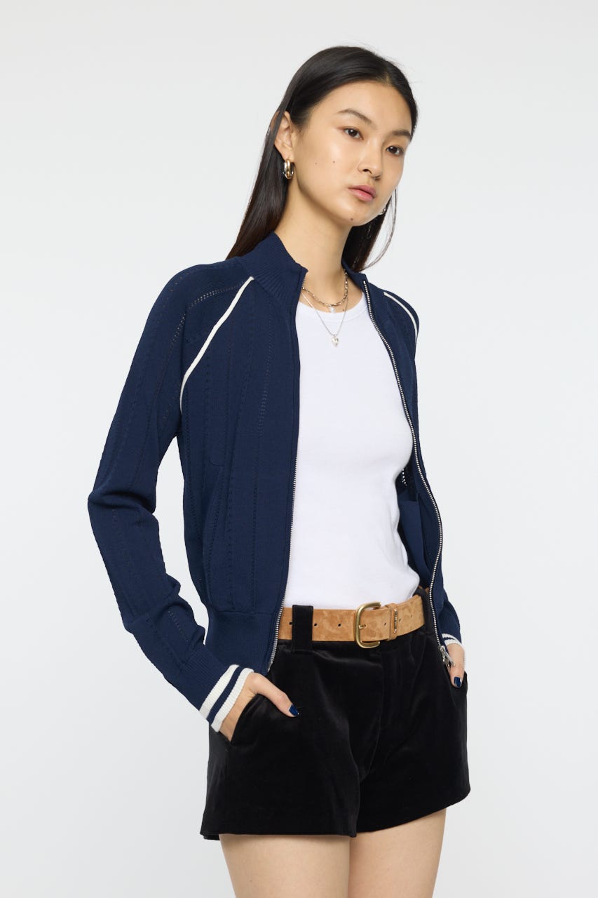 【SS先行アイテム】MIX PATTERN KNIT TRACK トップス NVY FREE