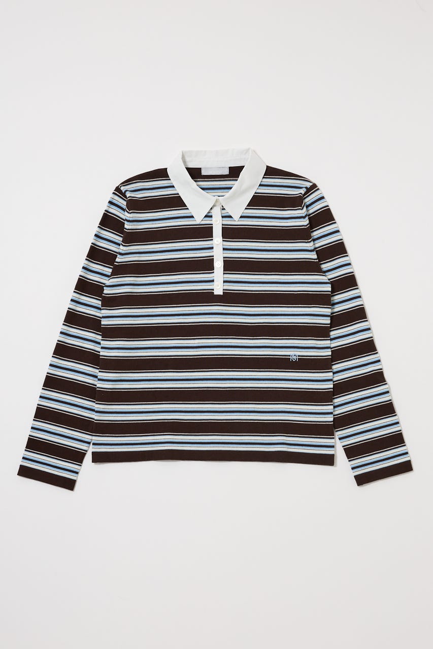 BORDER POLO KNIT TEE BRN FREE