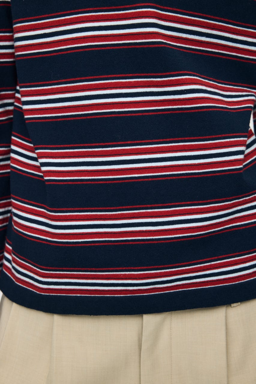 BORDER POLO KNIT TEE NVY FREE