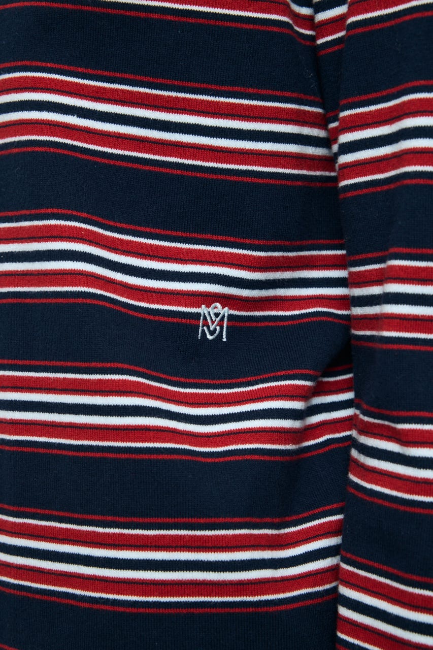 BORDER POLO KNIT TEE NVY FREE