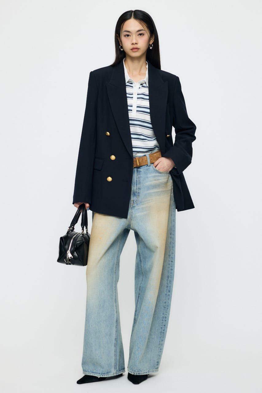 BORDER POLO KNIT TEE WHT FREE