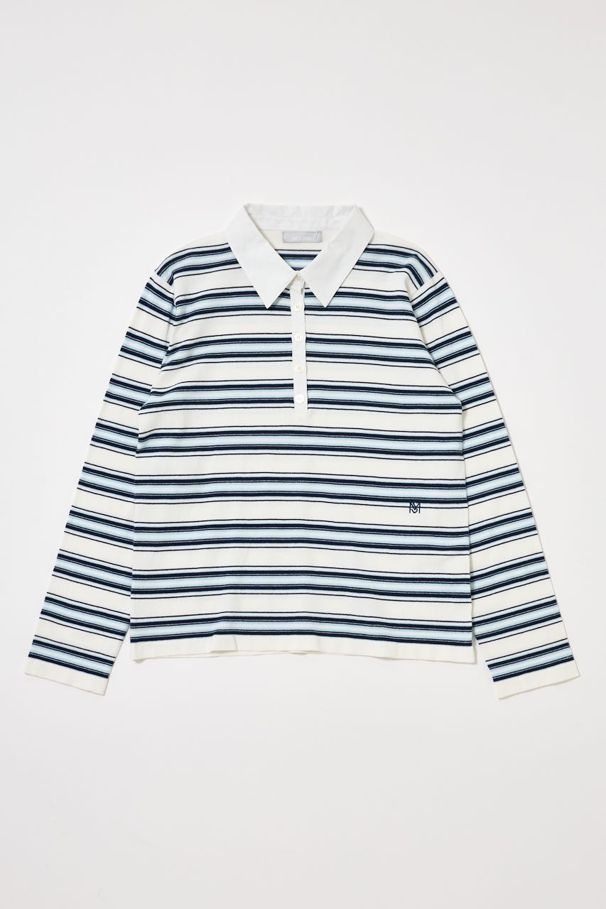 BORDER POLO KNIT TEE WHT FREE