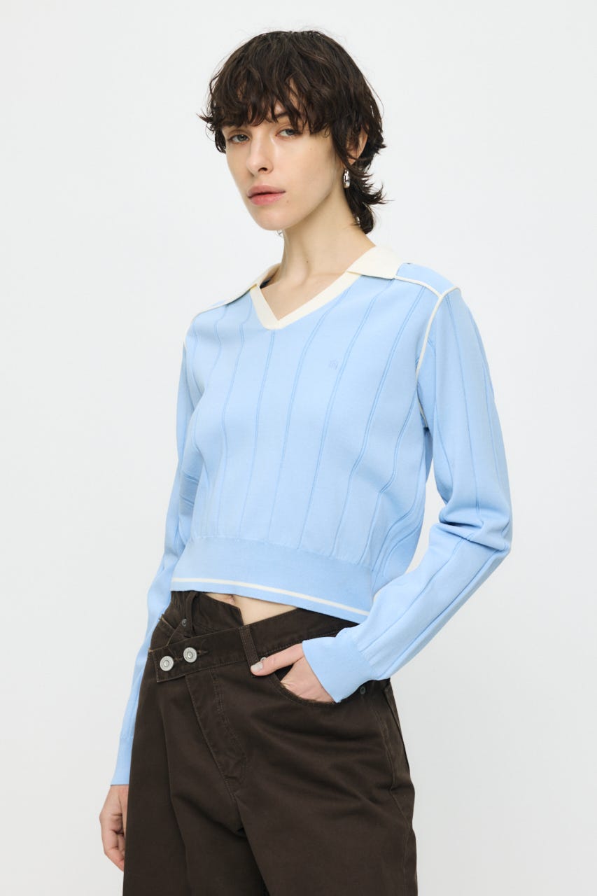 BI COLOR KNIT ポロ L/BLU FREE