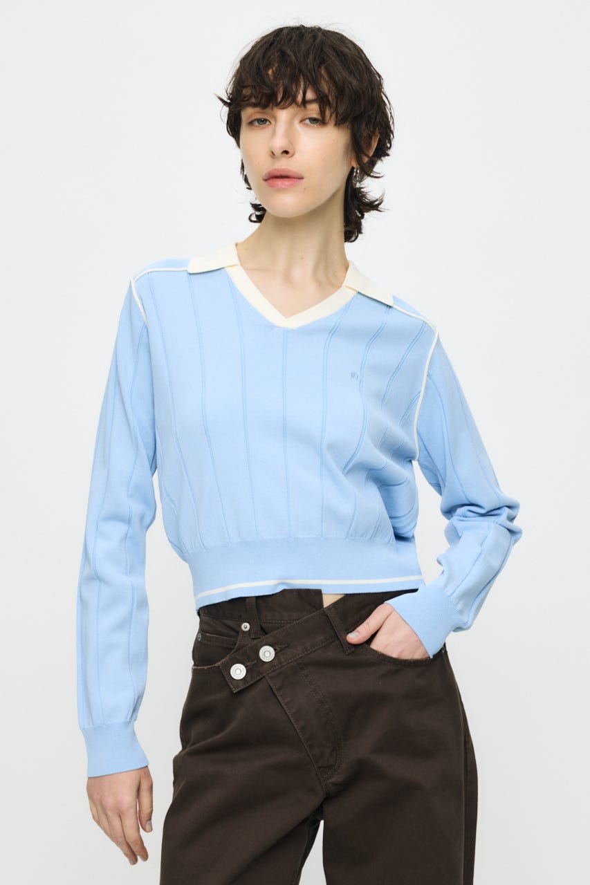 BI COLOR KNIT ポロ L/BLU FREE