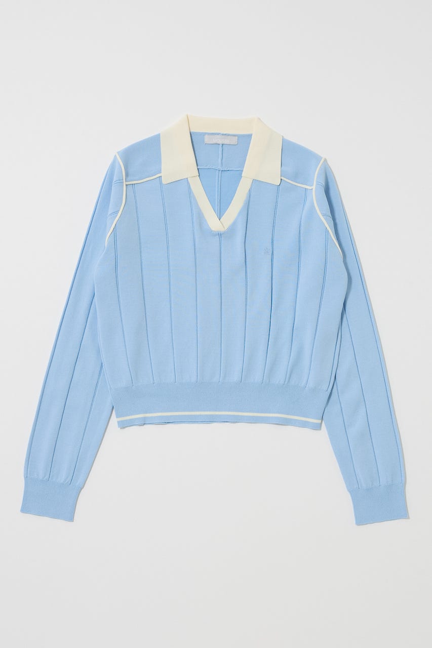 BI COLOR KNIT ポロ L/BLU FREE
