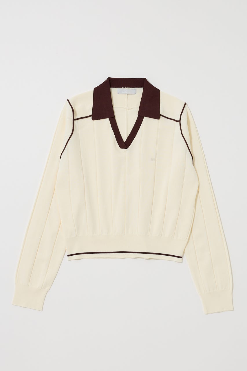 BI COLOR KNIT ポロ O/WHT FREE