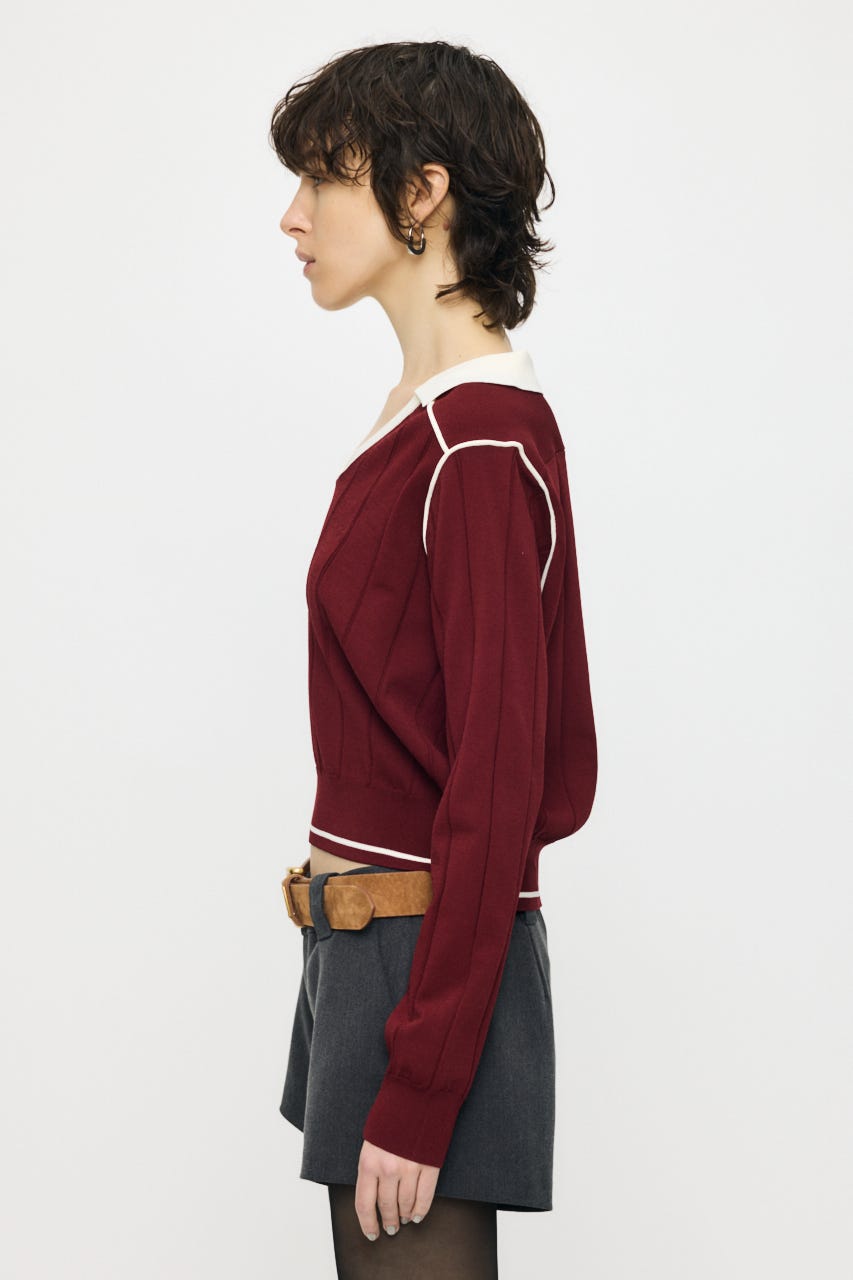 BI COLOR KNIT ポロ RED FREE