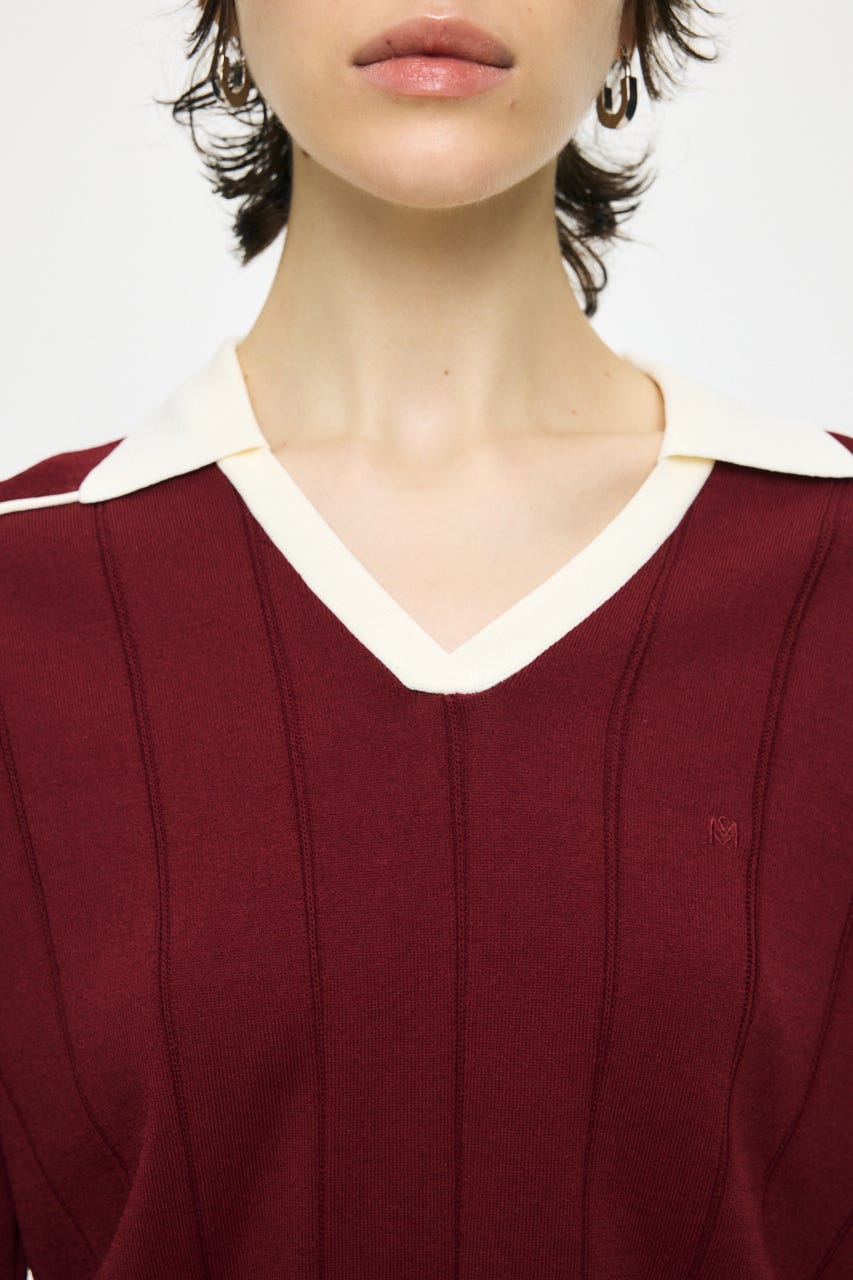 BI COLOR KNIT ポロ RED FREE