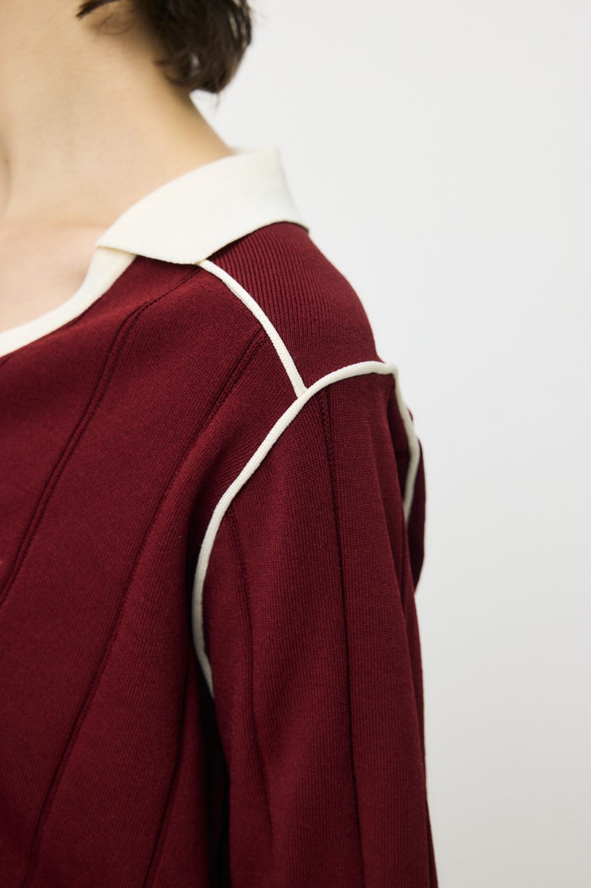 BI COLOR KNIT ポロ RED FREE