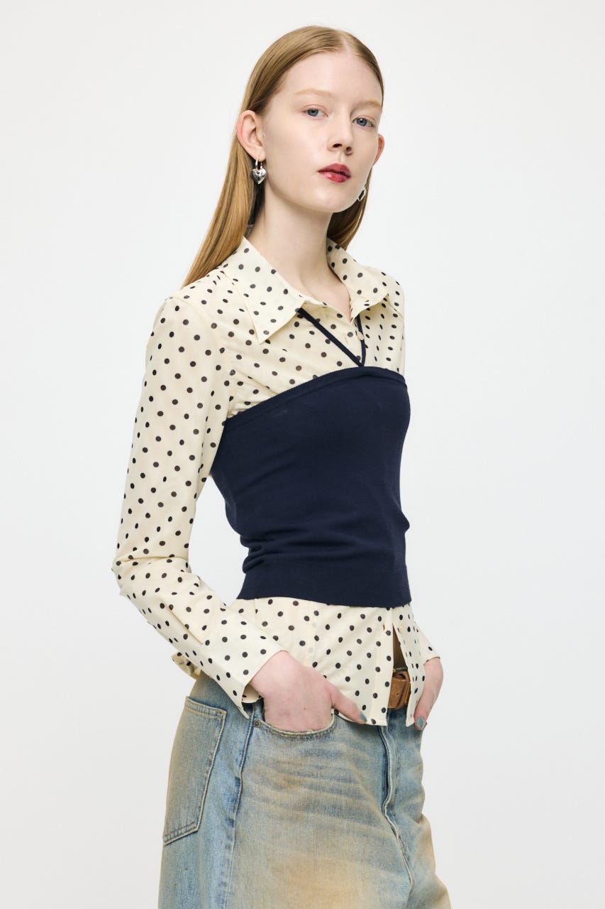 KNIT BARE トップス NVY FREE