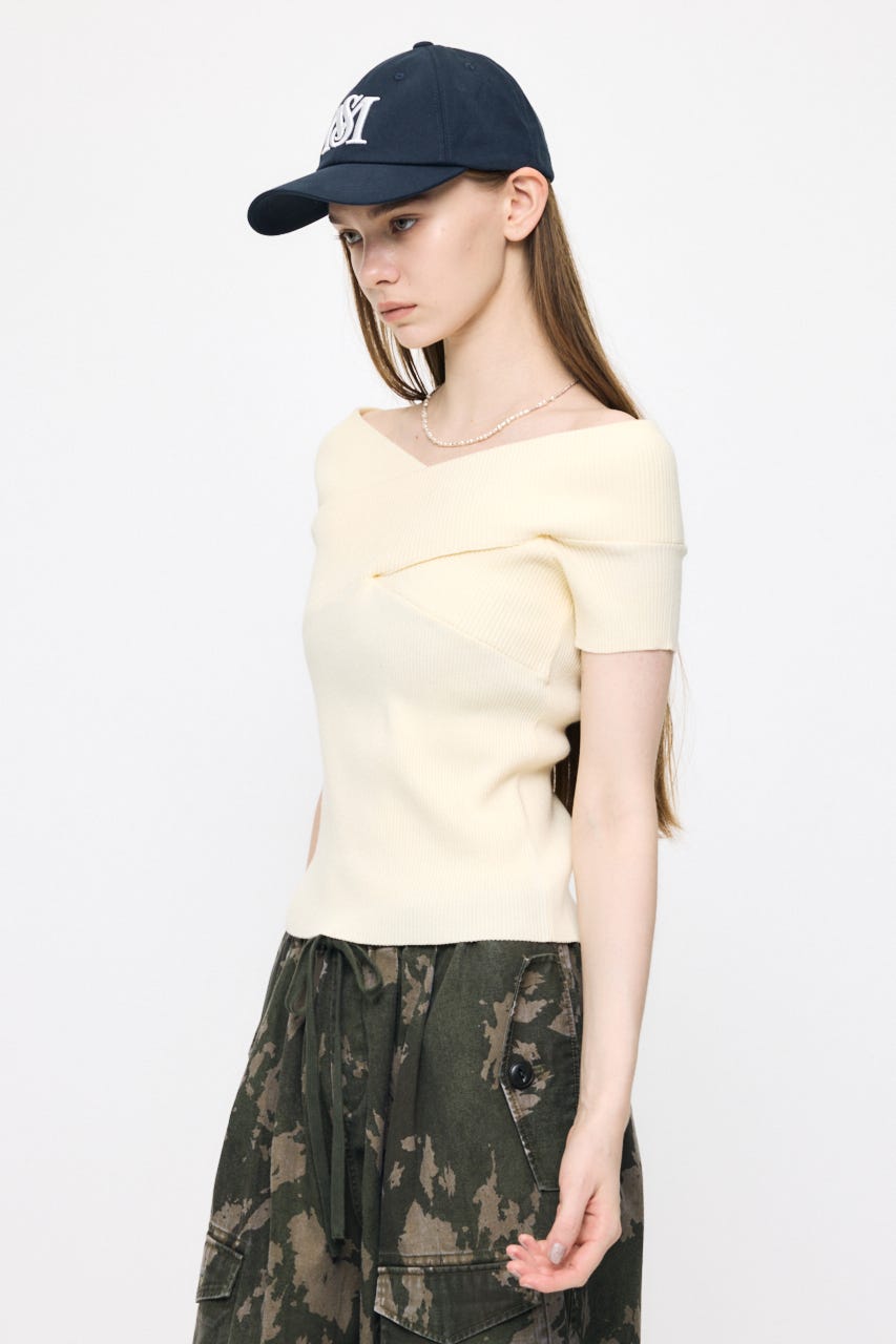 CROSS OFF SHOULDER トップス O/WHT FREE