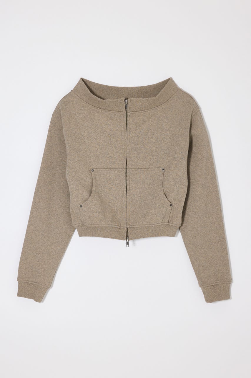 OFF SHOULDER ZIP UP スウェット BEG FREE