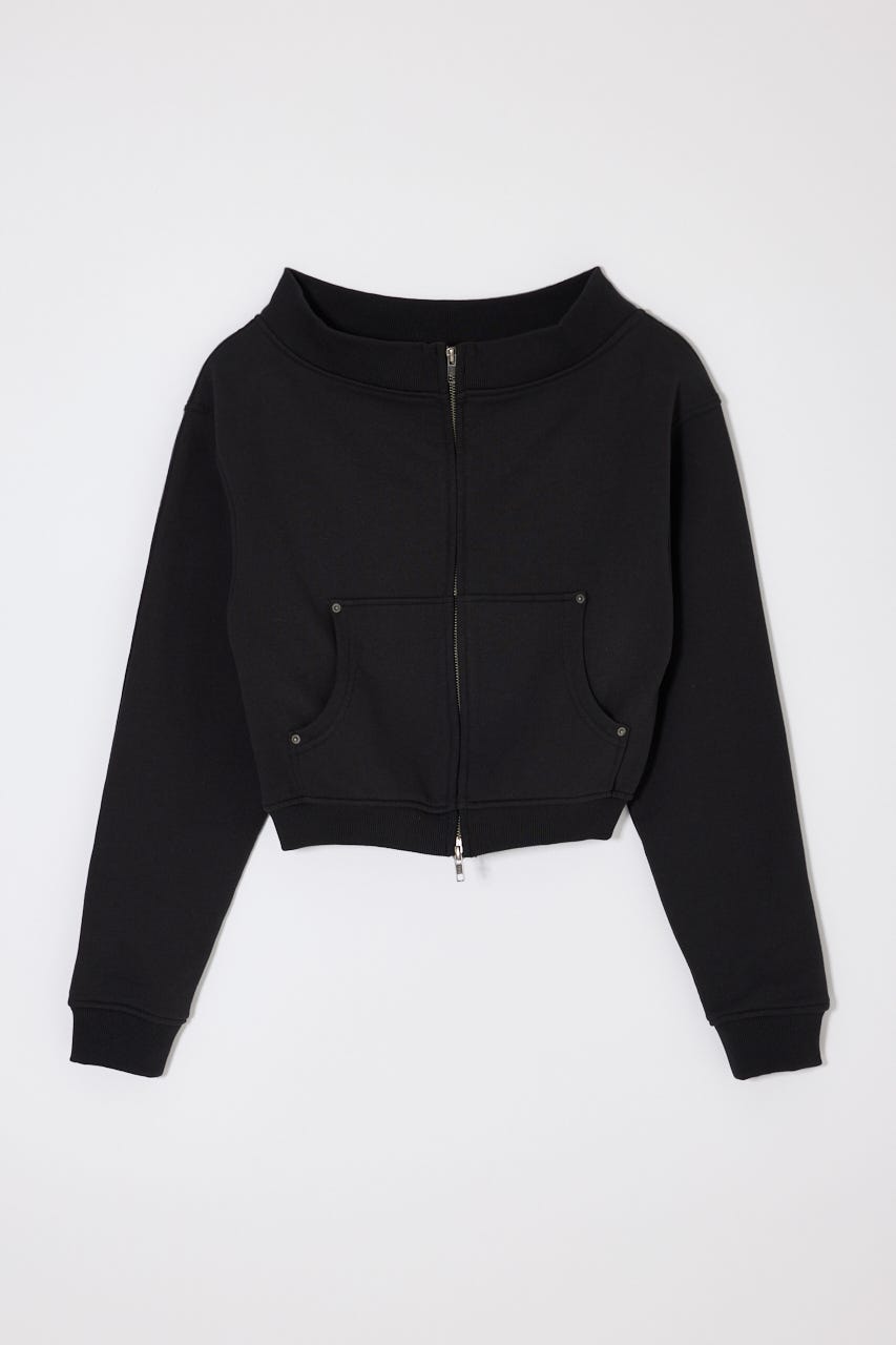 【SS先行アイテム】OFF SHOULDER ZIP UP スウェット L/BLK FREE