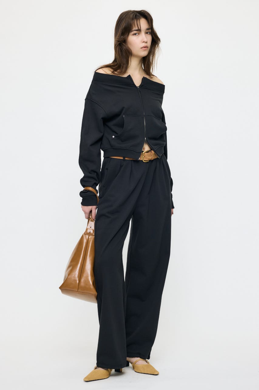 【SS先行アイテム】OFF SHOULDER ZIP UP スウェット L/BLK FREE