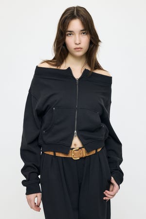 【SS先行アイテム】OFF SHOULDER ZIP UP スウェット
