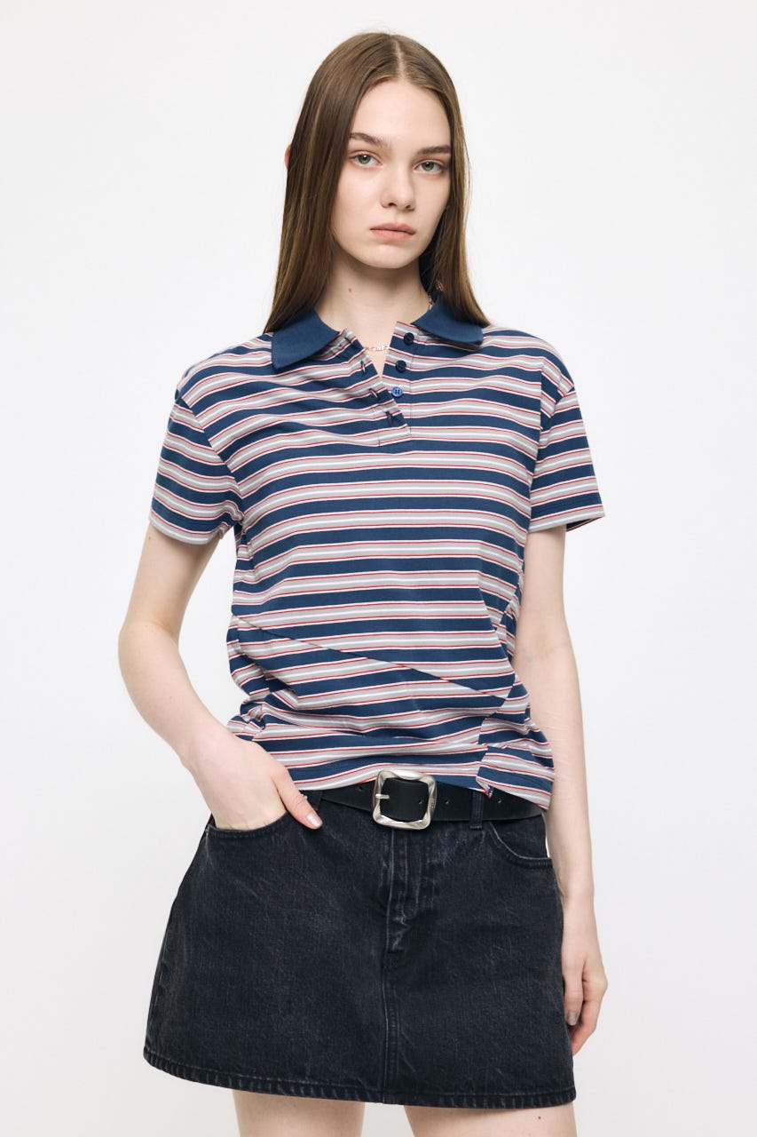 STRIPED TINY POLO シャツ NVY FREE
