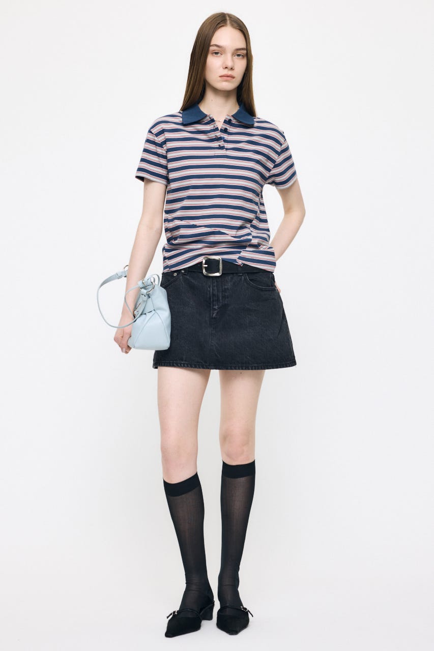 STRIPED TINY POLO シャツ NVY FREE
