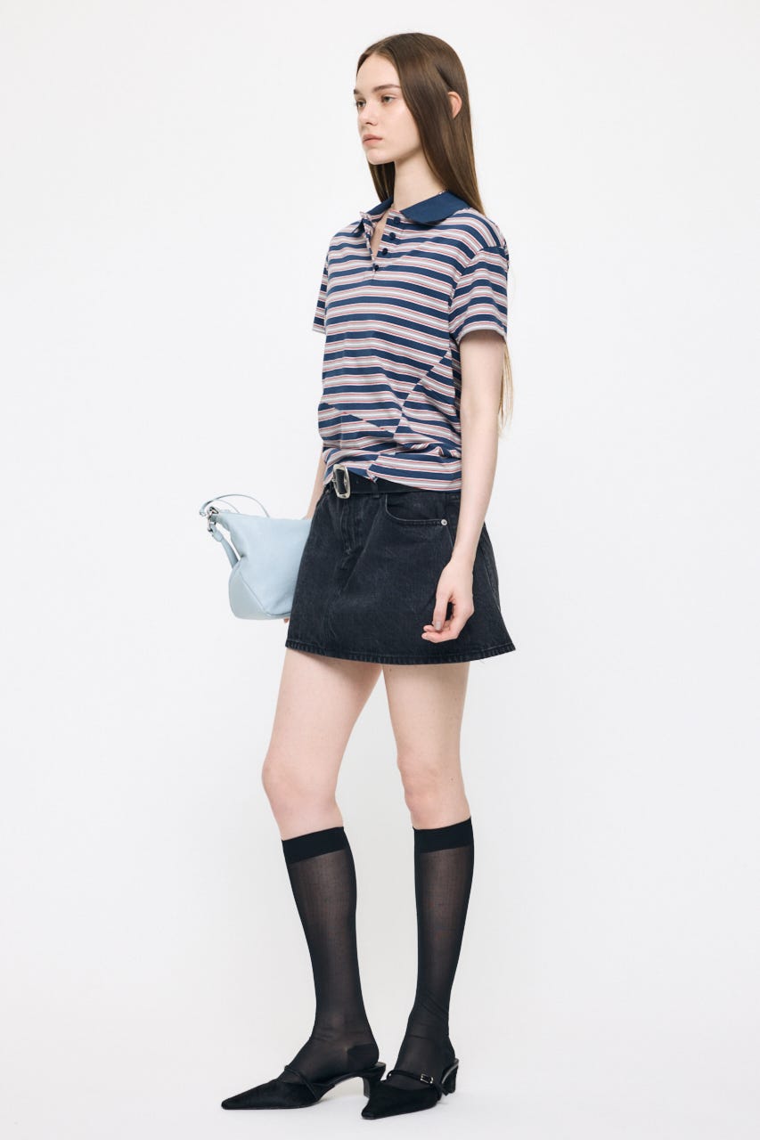 STRIPED TINY POLO シャツ NVY FREE