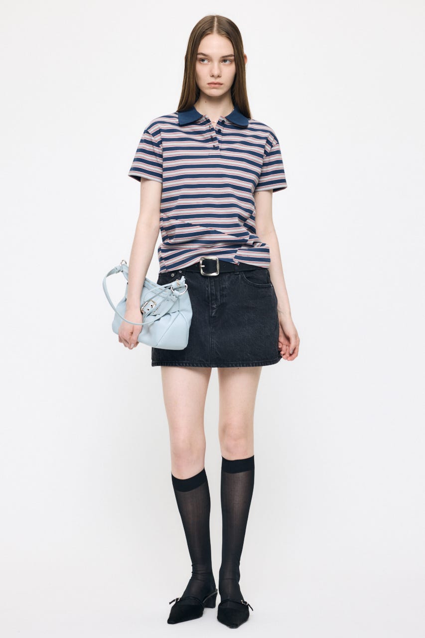 STRIPED TINY POLO シャツ NVY FREE