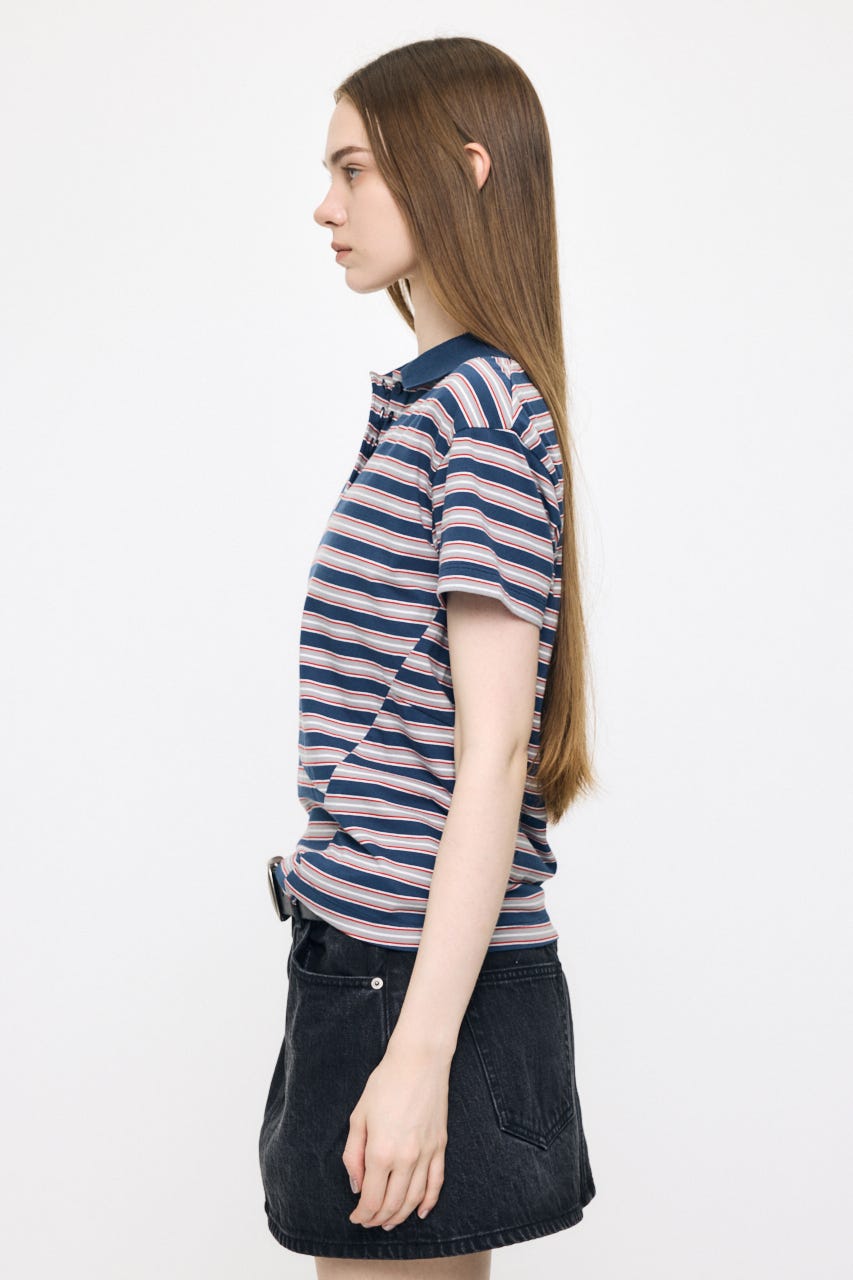 STRIPED TINY POLO シャツ NVY FREE