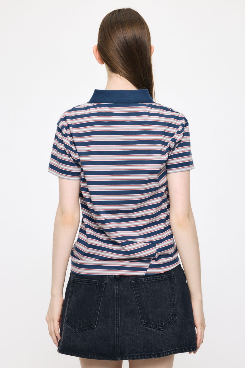 STRIPED TINY POLO シャツ NVY FREE