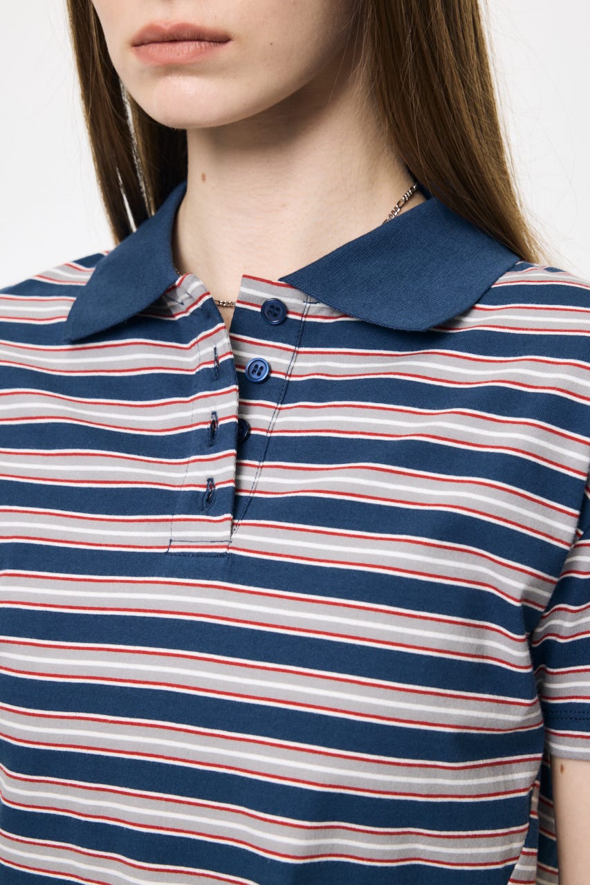 STRIPED TINY POLO シャツ NVY FREE