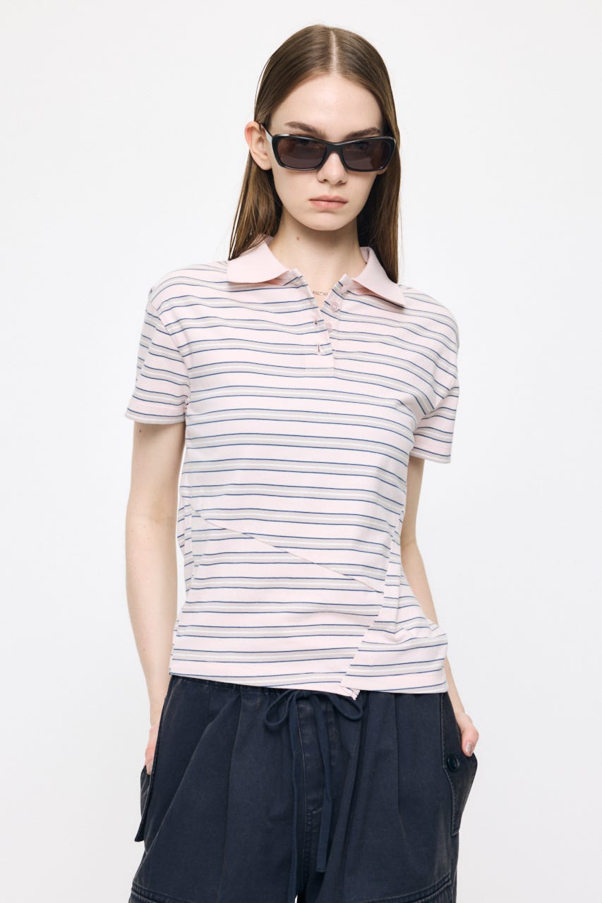 STRIPED TINY POLO シャツ PNK FREE