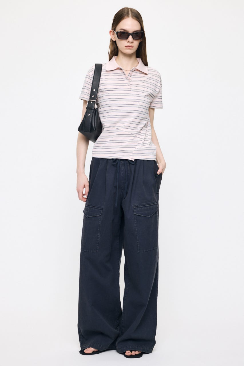 STRIPED TINY POLO シャツ PNK FREE