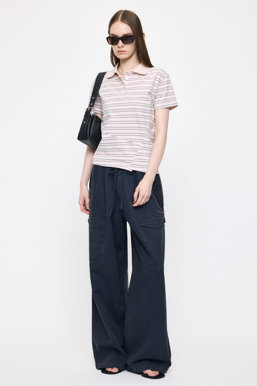 STRIPED TINY POLO シャツ PNK FREE