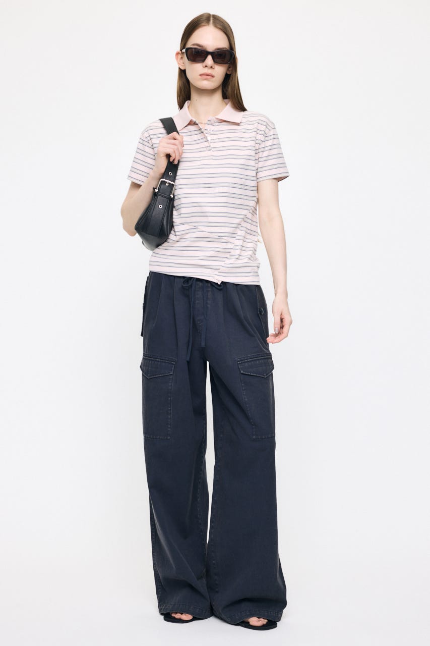 STRIPED TINY POLO シャツ PNK FREE