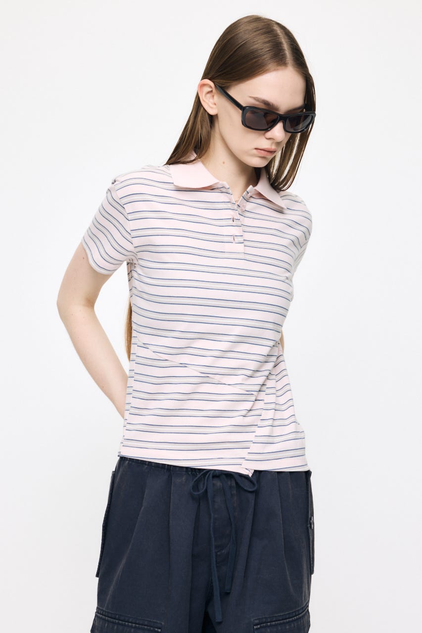 STRIPED TINY POLO シャツ PNK FREE