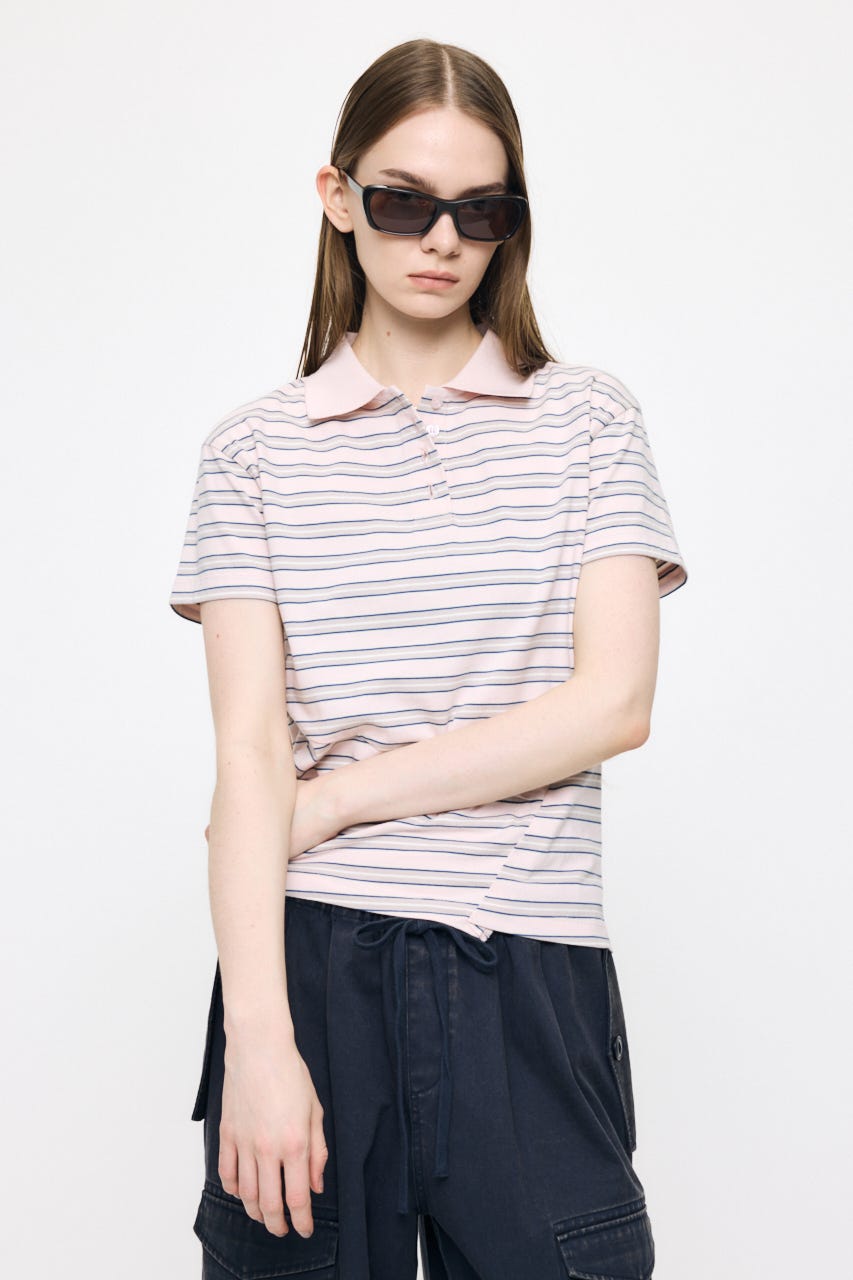 STRIPED TINY POLO シャツ PNK FREE