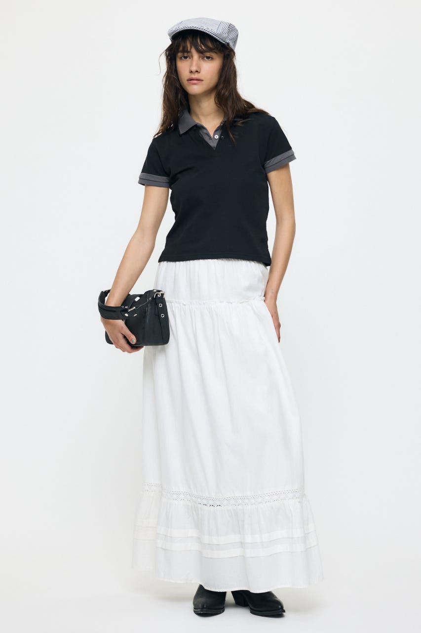 CONTRAST POLOトップス BLK FREE