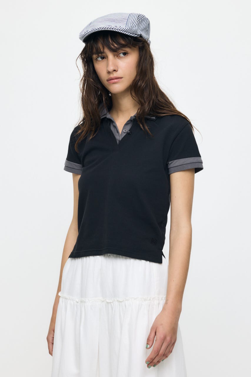CONTRAST POLOトップス BLK FREE